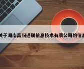 关于湖南高阳通联信息技术有限公司的信息