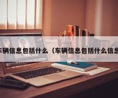 车辆信息包括什么（车辆信息包括什么信息）