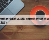 教师信息技术培训总结（教师信息技术培训总结发言）