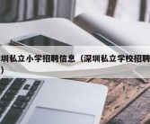 深圳私立小学招聘信息（深圳私立学校招聘信息）