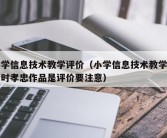 小学信息技术教学评价（小学信息技术教学评价时孝忠作品是评价要注意）