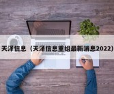 天泽信息（天泽信息重组最新消息2022）