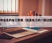 视频信息的加工教案（信息加工的一般过程教案）