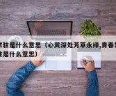 常驻是什么意思（心灵深处芳草永绿,青春常驻是什么意思）